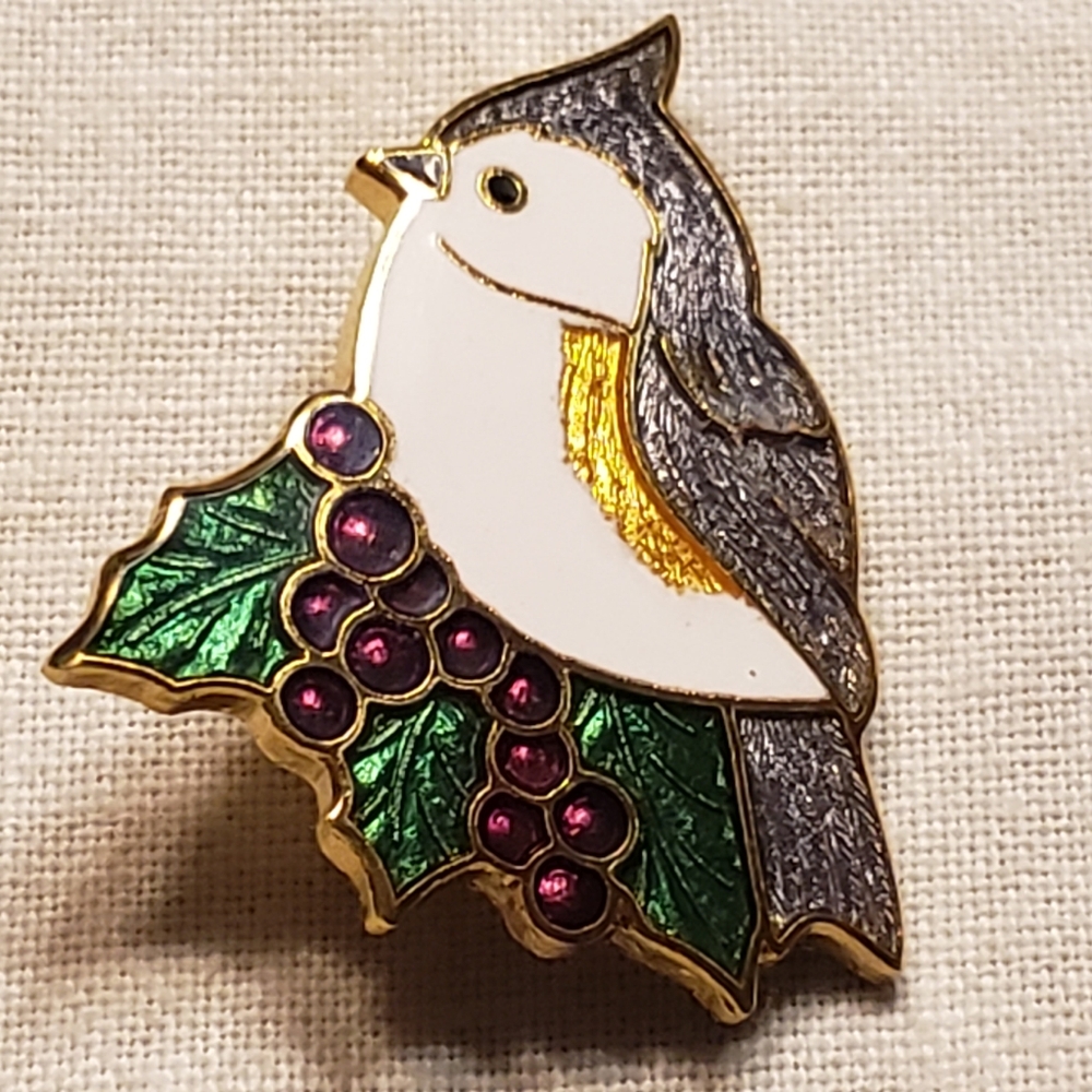 Bird Enamel Pin with Gold Accents